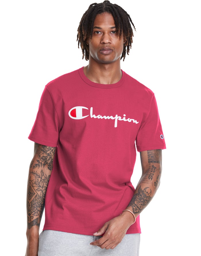 Champion Herre T-Shirts Rød - Heritage Vintage Logo - Danmark GXD-814953